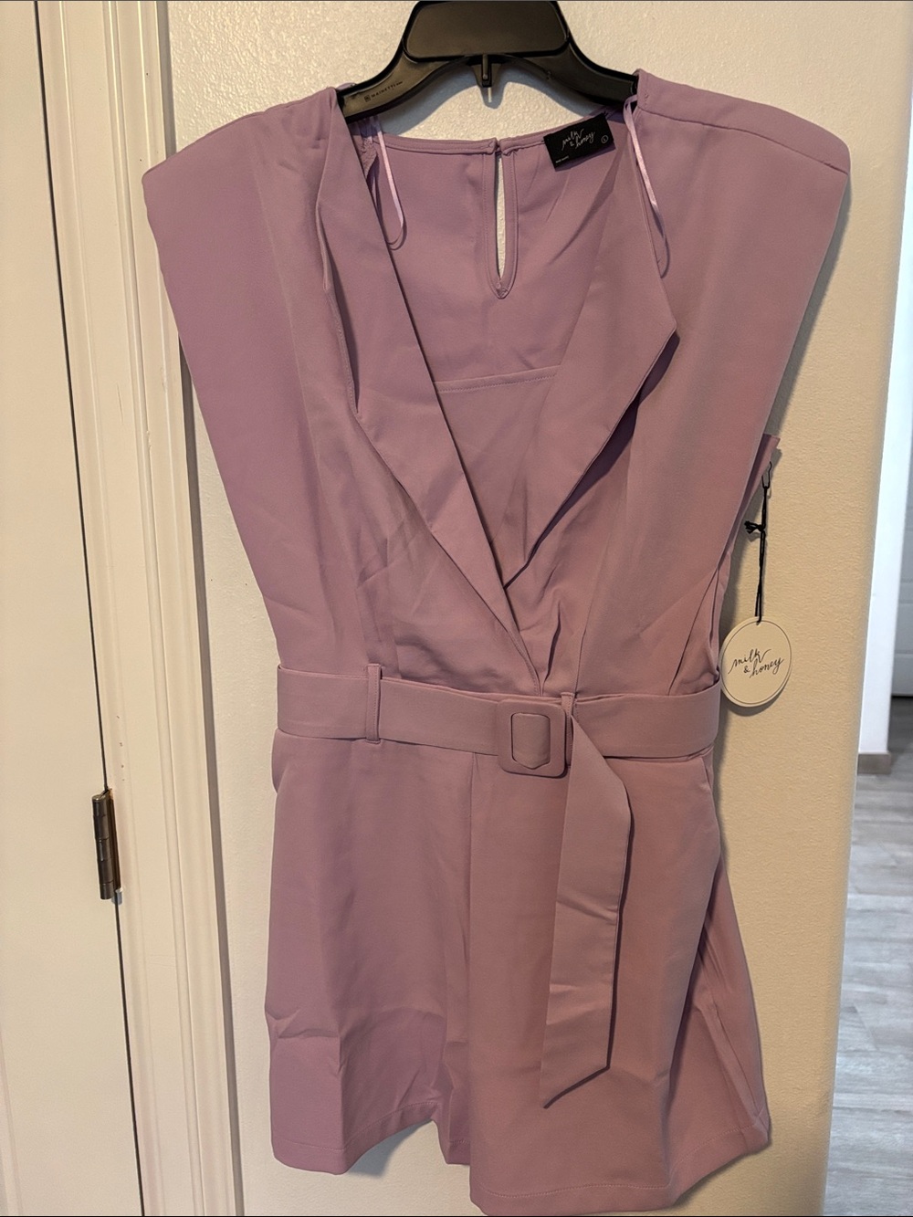 Milk &Honey Belted Romper in Lavender